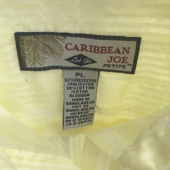 Petite Large Tommy Bahama yellow shirt casual resort wear pale short sleeve - Picture 2 of 5